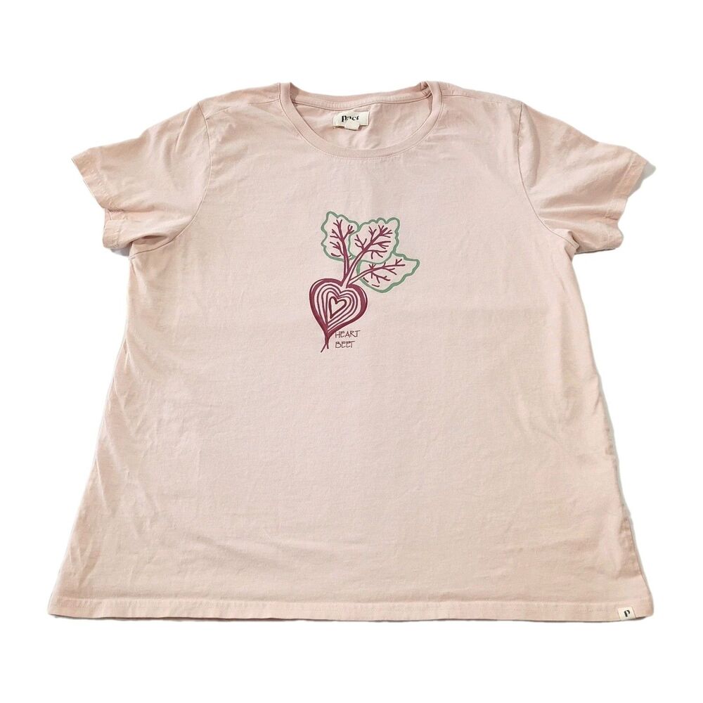 Pact Heart Beet T Shirt XL Organic Cotton Pale Pink Slim Fit Vegan Gardening